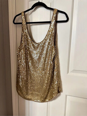 NWOT Talula Sequin Tank Top in Gold Size Medium